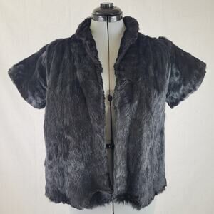 Vintage Black Mink Fur Short Sleeve Bolero Jacket Sz XS/S